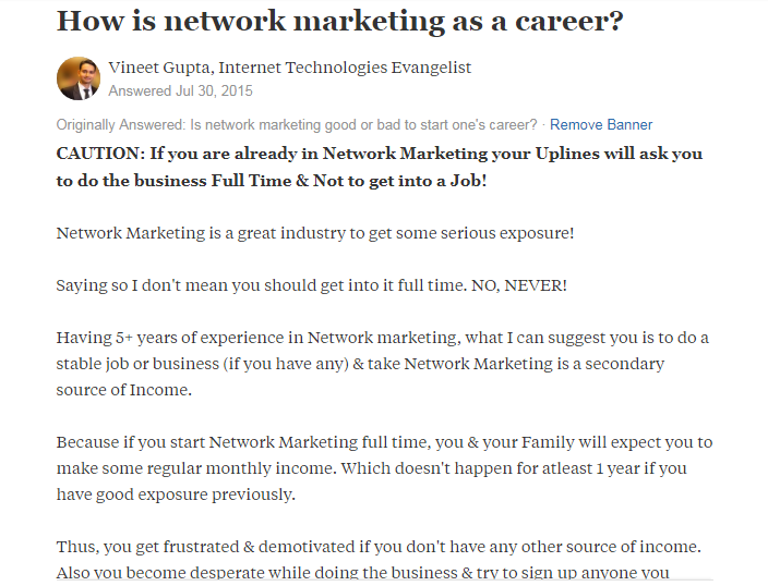 network marketing as a career